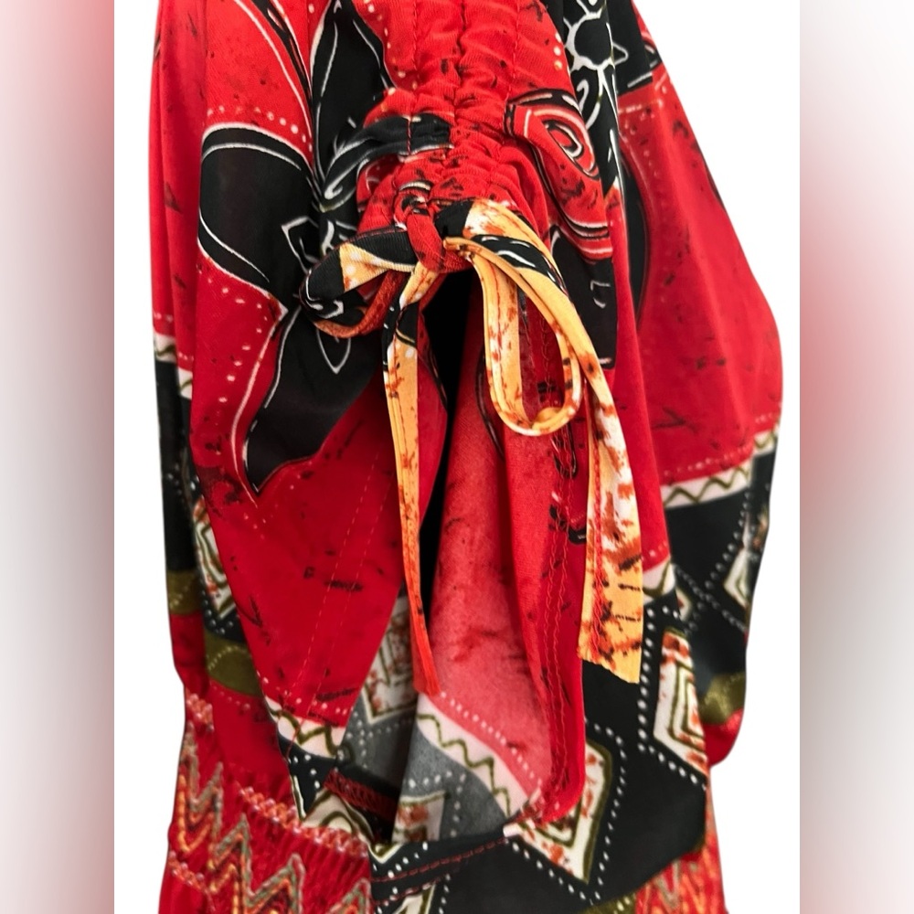 Women's Jessica Taylor Red & Black Maxi Dress/Swim Coverup 1X - Picture 2 of 8